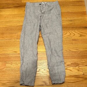 Men's Gray Linen Pants Size 29 Adjustable Waist